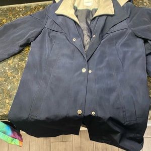 USED CROFT & BARROW Men’s LARGE trench coat with removable hood